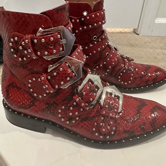 Givenchy red python studded ankle boots size 36 - Picture 8 of 11